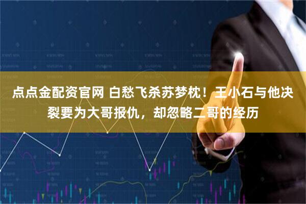 点点金配资官网 白愁飞杀苏梦枕！王小石与他决裂要为大哥报仇，却忽略二哥的经历